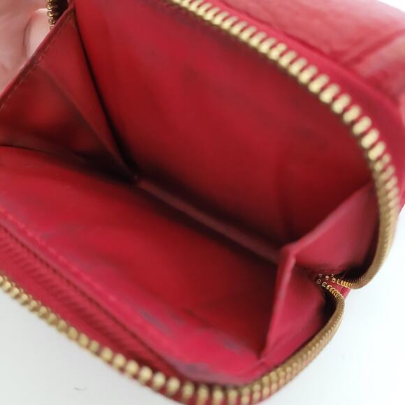 Tory Burch Amanda Leather Trifold Zip Around Medium Red Card Bill Wallet Compact - Picture 8 of 10